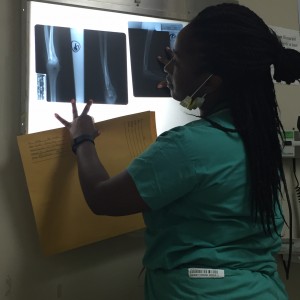 Dr. Roxanne Samuels, reviewing arm film of our 14yr old female. 