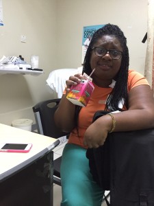 Dr. Nicole Davidson taking a brief and much needed break at Port maria A&E